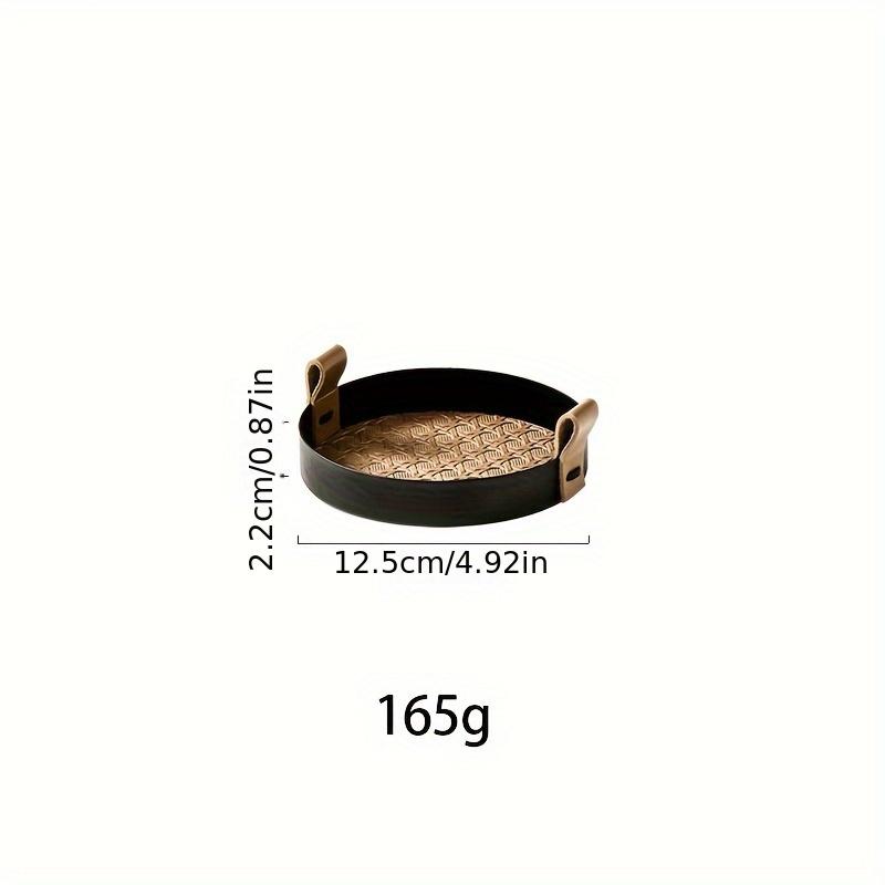 

Nordic Round Jewelry Tray Woven Leather Storage Tray Living Room Kitchen Desktop Cosmetic Sundries Plate Home Decoration коричневий