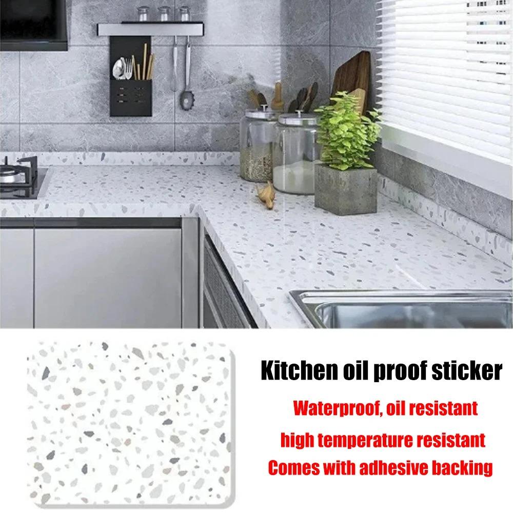 40cm Marble Pattern Kitchen Wall Stickers Self-Adhesive Oil-Proof Stain-Resistant Livingroom Resistant Home Decorative Wallpaper