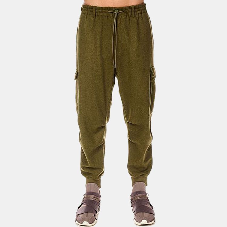Y-3 FW22 Solid Color Drawstring Cargo Pants Men Pants Green HT4476