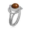 Natural 7mm Tiger Eye 925 Sterling Silver Twisted Rope Split Shank Rings For Women & Girls