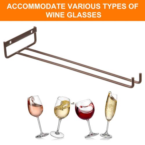 Uxcell 5-Piece Wine Glass Rack Set, 11.81" Iron Wine Glass Rack, Under-Cabinet Stemware Rack, Wall-Mounted Wine Glass Holder for Bars, Coffee Shops, R