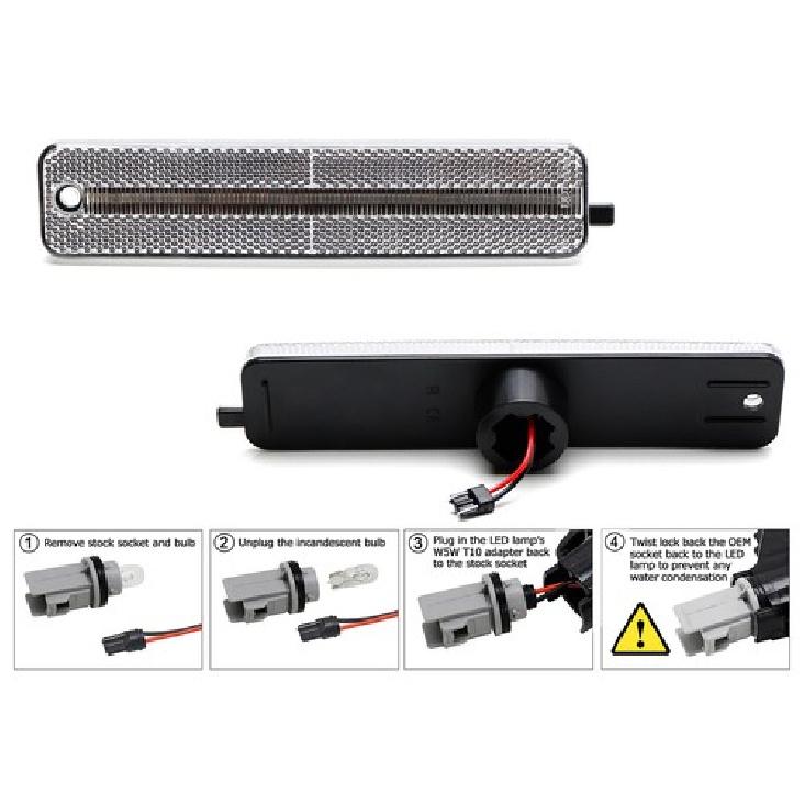 Clear Lens Amber Full LED Strip Front Side Marker Light Kit For Pontiac Sunfire