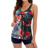 Women Two Piece Flowy  Swimsuits  Bathing Tank Tops With Shorts Athletic Swimwear