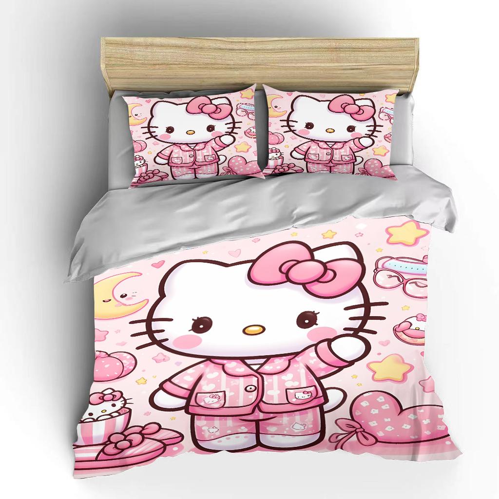 Sanrio Hello Kitty Bedding Sets Cute Bed Cover Comforter Cover Duvet Cover Pillow Case 2-3 Pieces Sets Room Decoration