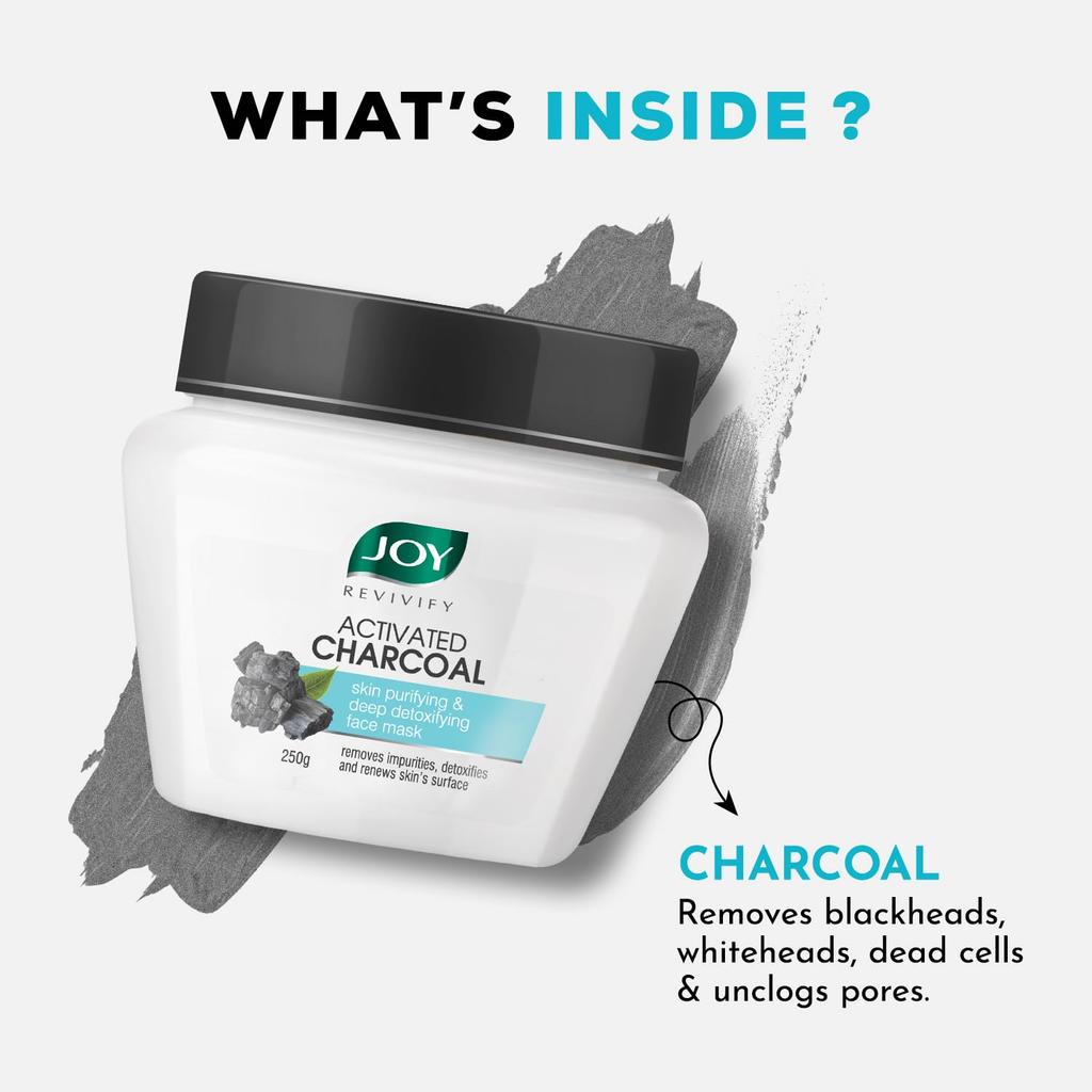JOY Aktywny Węgiel Maseczka do Twarzy 250g Maseczka Glinkowa do Oczyszczania Skóry Detoks Kontrola Oleju
