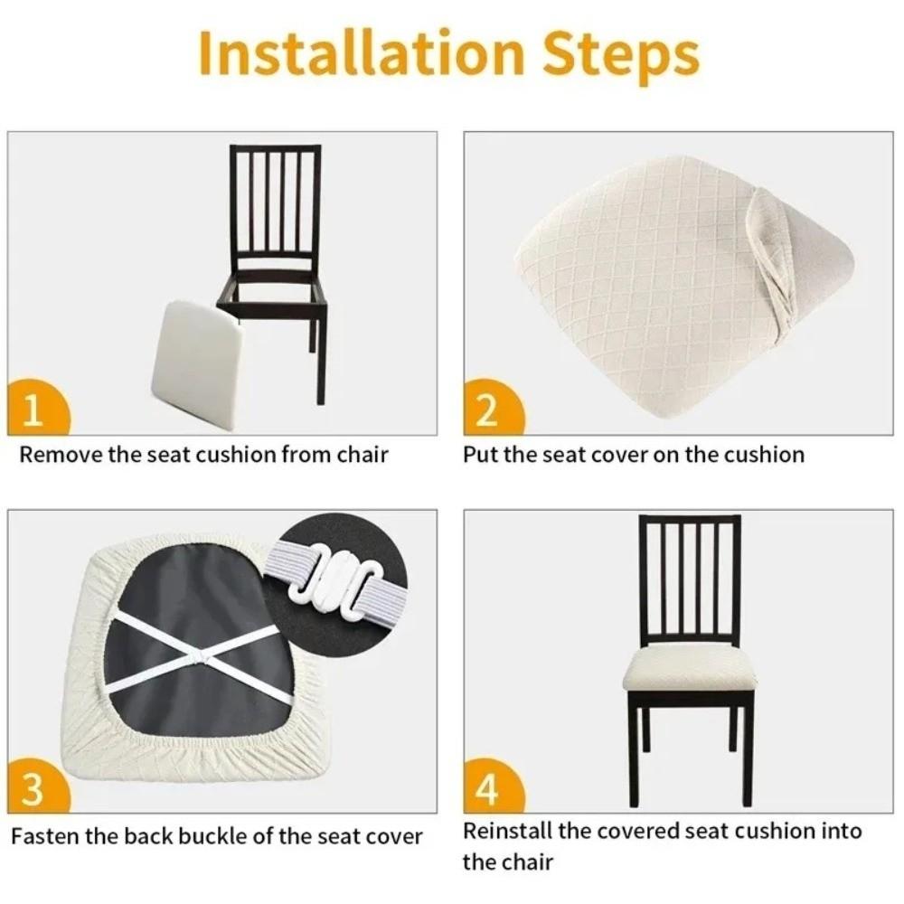 Diamond Grid Chair Seat Cover Waterproof Solid Color Dining Chair Covers Removable Washable Cushion Covers For Home Office