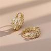 Cute Female White Zircon Stone Hoop Earrings Luxury Gold Color Wedding  For Women