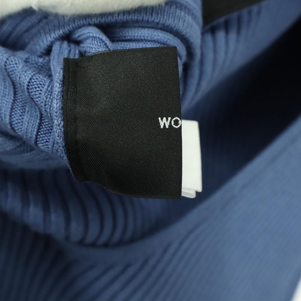 WONEM Long Sleeve Knit Long Dress F Blue Open Back Women Used