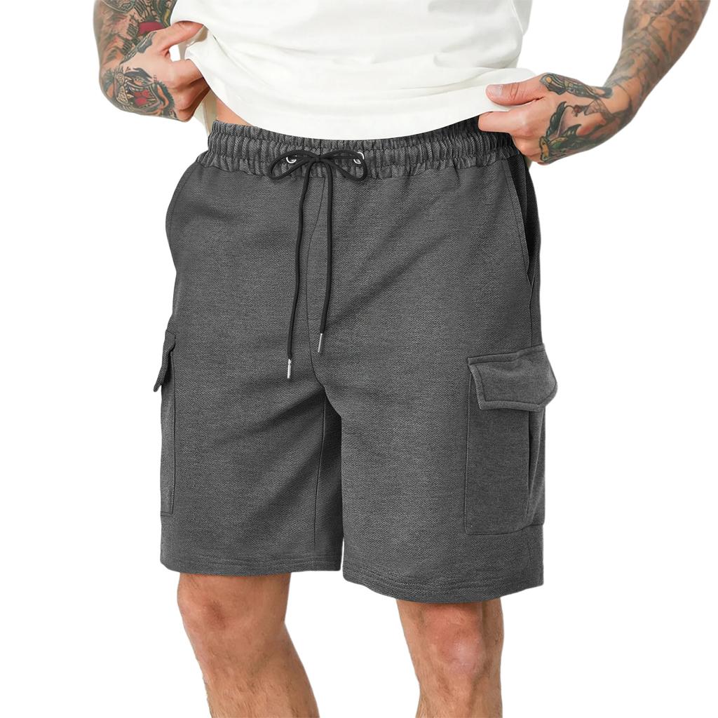 Men's Multi-pocket Cargo Shorts, Loose-fitting Casual Athletic Pants, Straight Leg, Five-point Pants