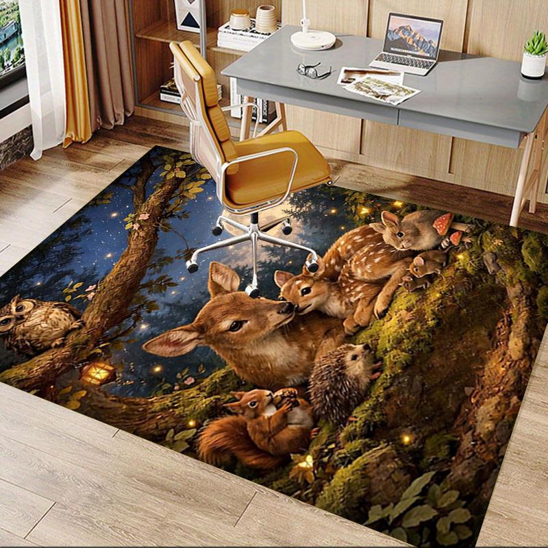 1PC forest animals Non-Slip Floor Carpet Compatible for Office&Living Room&Bedroom&Dining room - Flat - Weave Machine-S0402