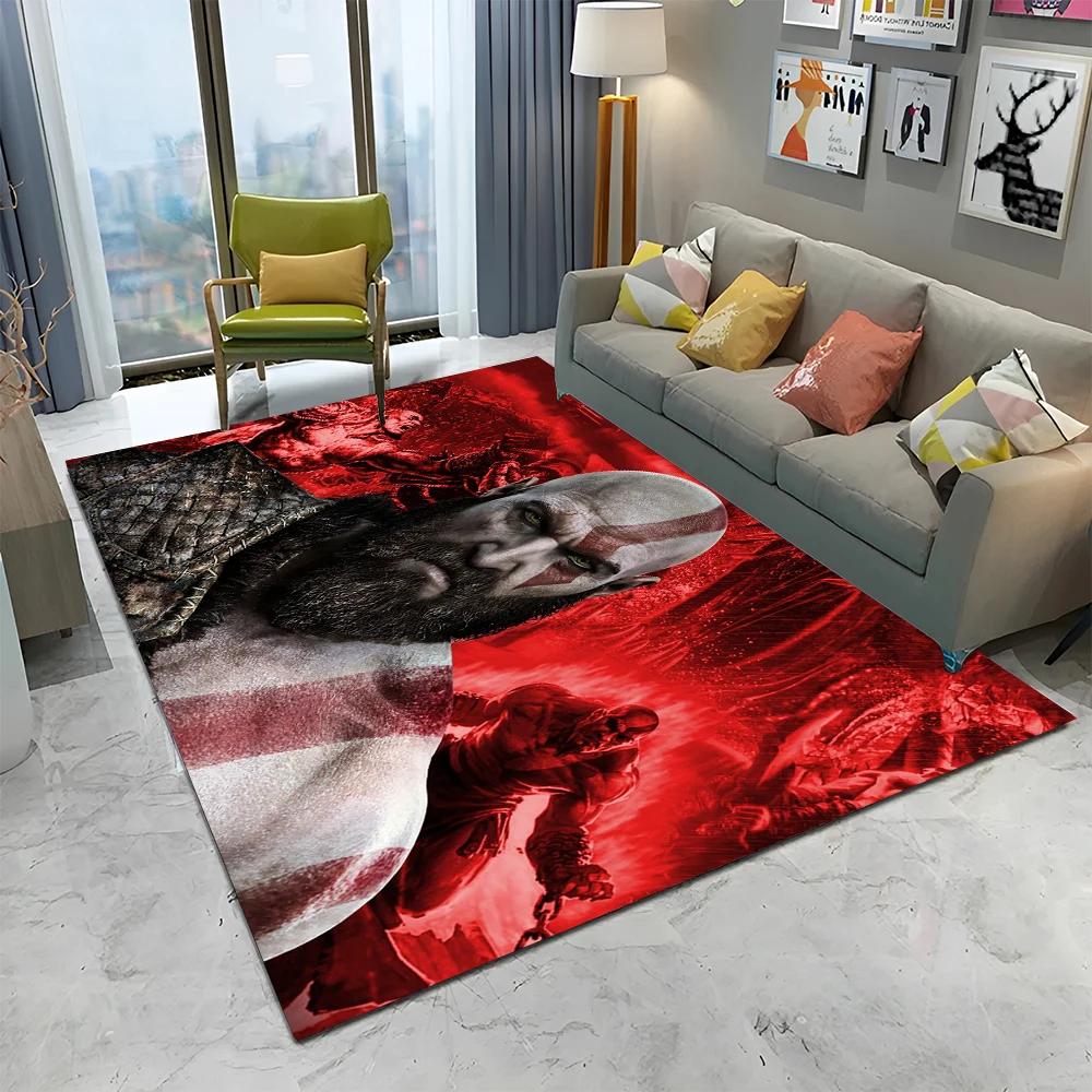 3D God of War Games Gamer Kratos HD Carpet Rug for Home Living Room Bedroom Sofa Doormat Decor,kids Area Rug Non-slip Floor Mat