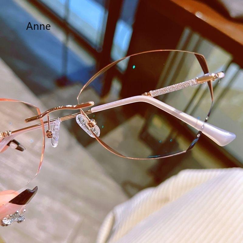 Ultralight Diamond-studded Reading Glasses Frameless Cut Edge Anti-blue Light Presbyopia Eyeglasses Diopter +1.0 1.5 2.0 To +4.0