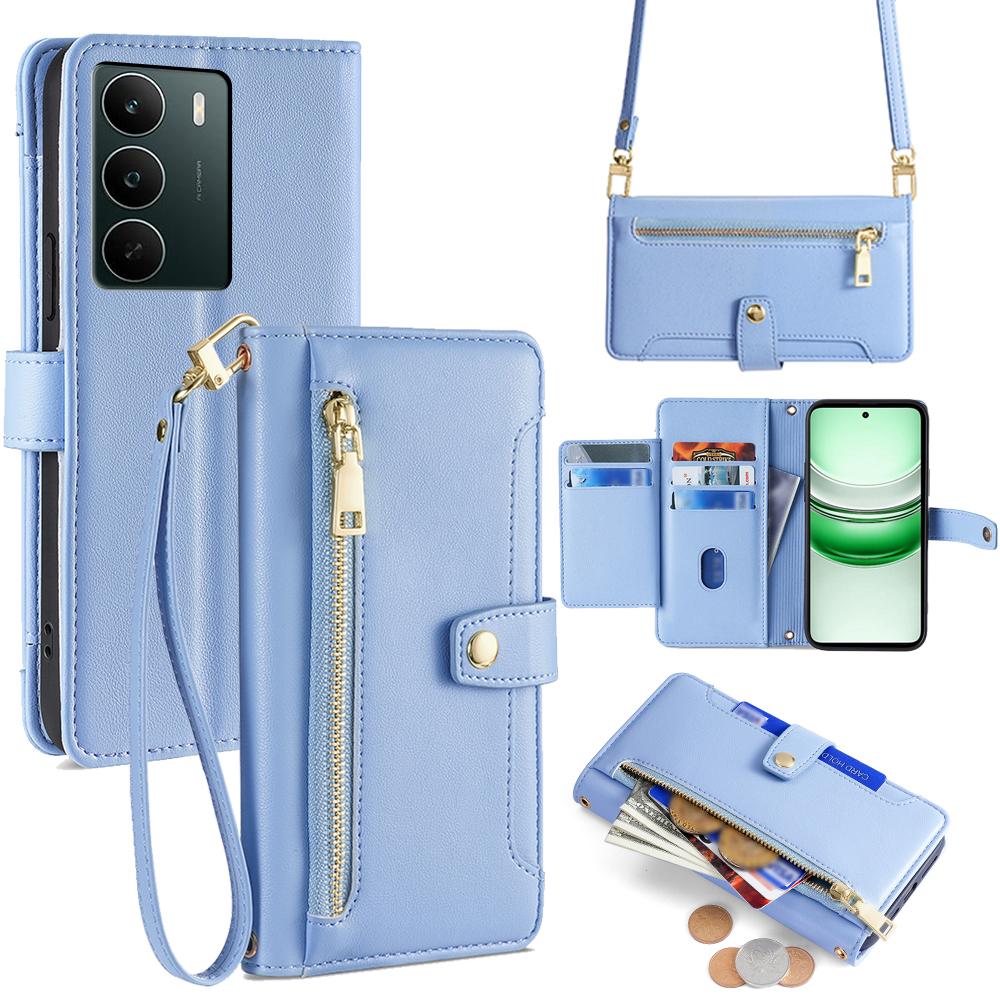 Για Realme C71 4G Δερμάτινη Θήκη Τσέπη με Φερμουάρ Πορτοφόλι Κάλυμμα Τηλεφώνου με 2 Λουράκια