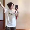Large Size Summer Pure Cotton White Short-sleeved T-shirt Women's New American Front Shoulder Niche Design Half-sleeved Top