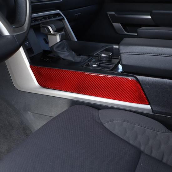 Red Carbon Fiber Water Cup Holder Panel Cover Sticker For Toyota Tundra -24