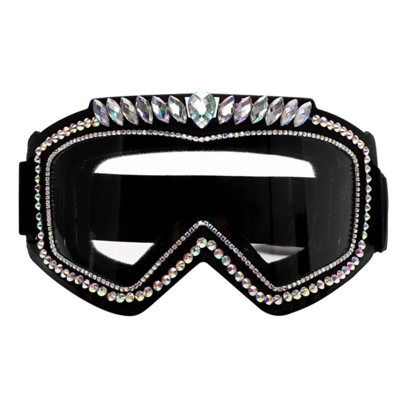 

Retros Styles Goggles Rhinestones Embellished Sunglasses Music Festivals Goggles for Biking Enthusiasts