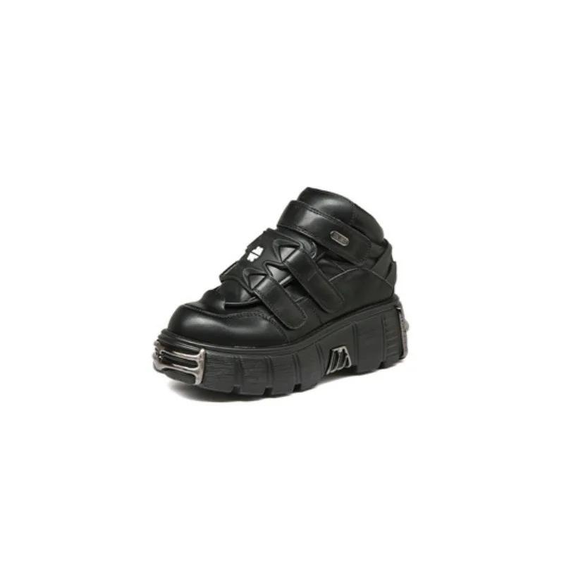Punk Style Women Shoes Gothic Ankle Rock Boots Lace-up Heel Height Platform Shoes Woman Metal Decor Woman Sneakers Womens Shoes