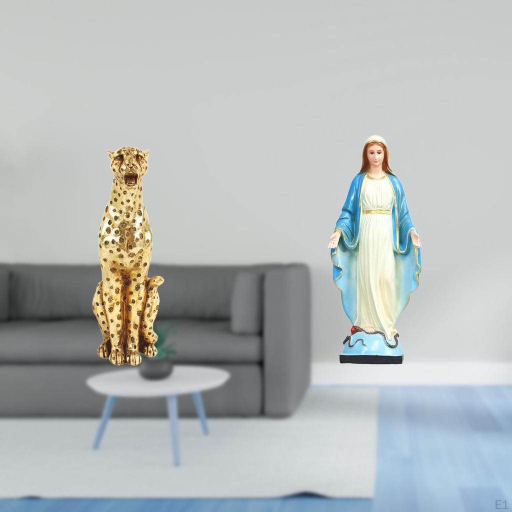 Golden Graceful Cheetah Lady Sculpture Elegant Animal And Religious Tabletop Centerpiece Ornament