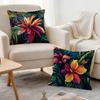 4 Pcs Tropical Plants And Flowers Single-Sided Printed Pillowcase Cushion Cover,Suitable For Living Room,Bedroom,Car Decoration