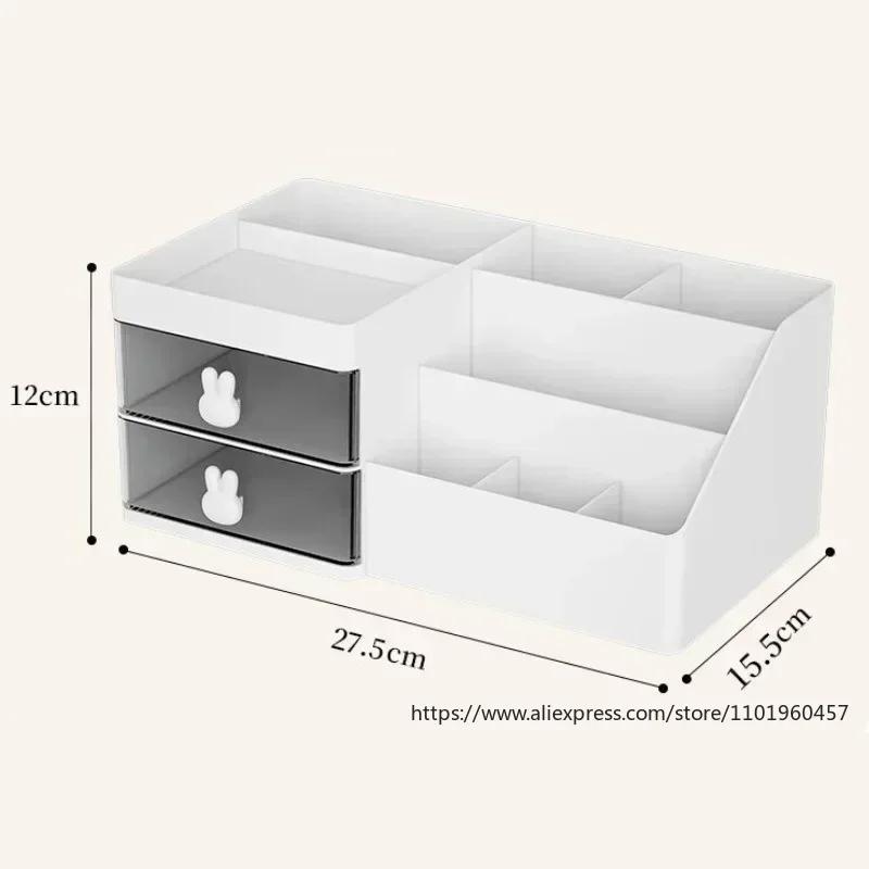 Large Capacity Cosmetic Storage Box Makeup Drawer Organizer Skincare Makeup Stationery Storage Box for Dressing Table Desktop