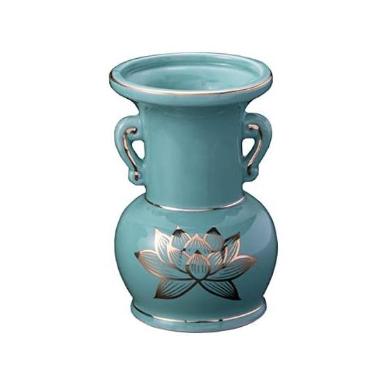 Nakamura Shoji Flower Stand Green 7.2X7.2X10.8cm Celadon Gold Lotus Buddha Flower 3.5 Dimensions (Medium)