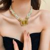 Collana Draweye Perle Stile Francese per Donna Geometrico Vintage Strass Collares Para Mujer Elegante