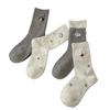 Cute Female Cartoon Plush Puppy Cotton Socks, Breathable and Comfortable Mid-calf Socks, Grey School-style Long Socks