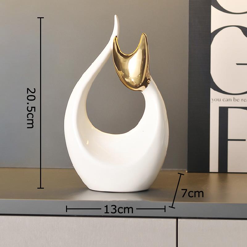 Sztuka Abstrakcyjna Ceramiczny Posążek Kotka Białe Ozdoby Zwierzęce Dekoracja Biurka Porcelanowa Rzeźba Kota Estetyka Wystroju Pomieszczenia