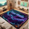 Space Cosmic Theme Crystal Velvet Floor Rug Personalized Custom Name Text Warm Carpet Home Decoration