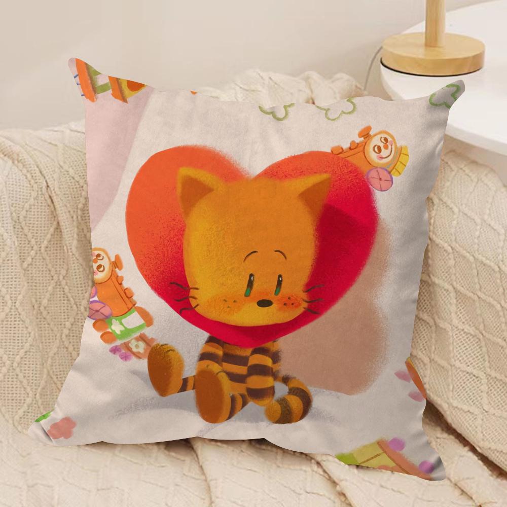 DOG MAN Anime Cushion Cover Soft Plush Fabric Double-Sided Printed Sofa Cushion Cover for All Seasons Home Decor Gift