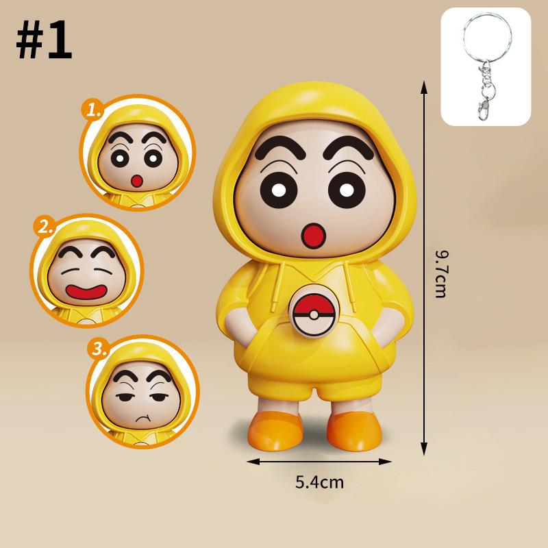 Crayon Shin-chan Face Changing Keychain Cartoon Shin-chan Funny Hanging Keyring Cute Pendant Christmas Gifts