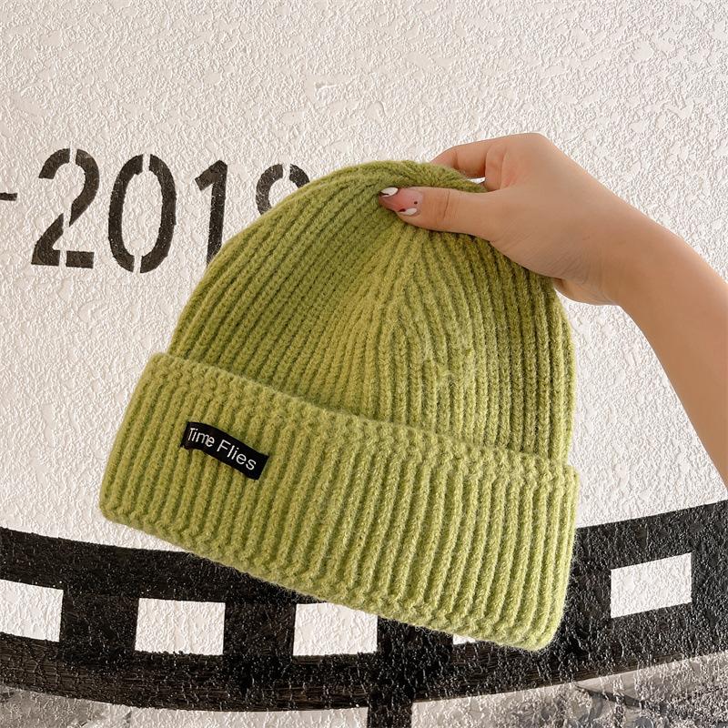 Couple Autumn and Winter Warm Knitted Hat Street Style Patch Wool Hat Women Korean Style Ins Versatile Autumn Ear Protection Hat