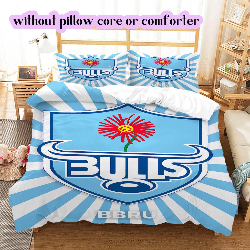 Rugby Club The Bulls Pattern Bedding,Quilt Set Quilt Cover Pillowcase Home Birthday Gift (1*duvet cover+2*pillowcase,without core)