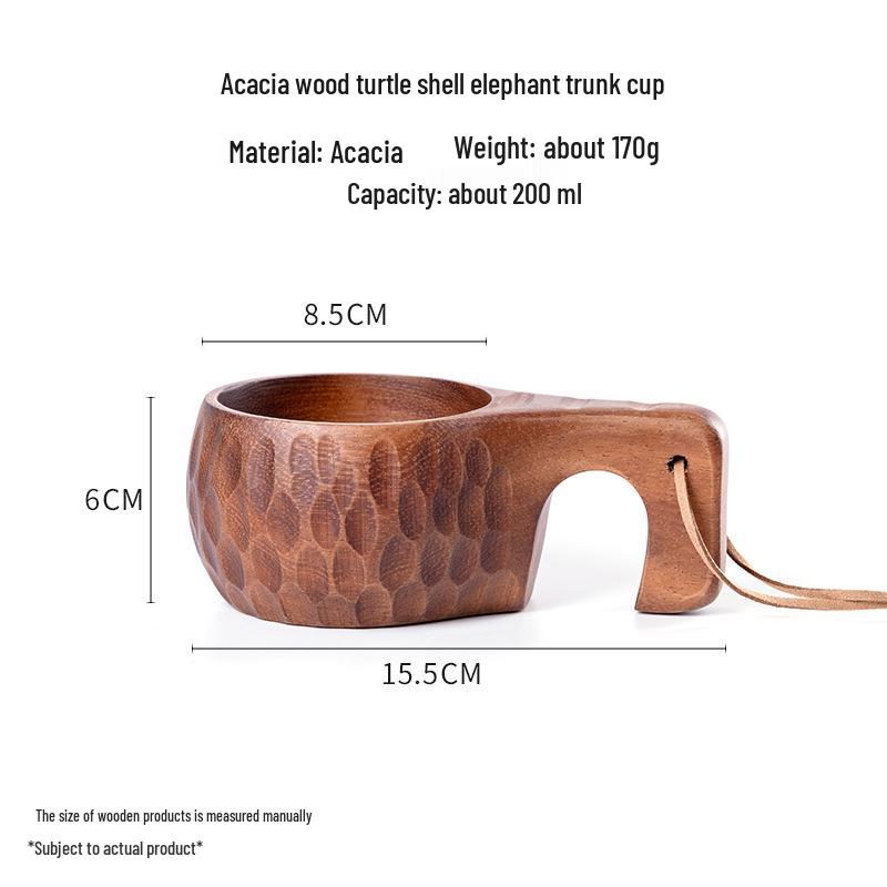 South American Walnut Coffee Cup with Finnish Design and Anti-Scald Acacia Wood Lanyard Handle