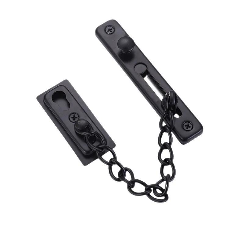 No Drill Stainless Steel Security Door Chain Push Button Lock Latch Anti-Theft Door Guard for Home Hotel Use