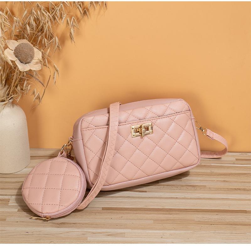 Xiaoxiang Style Bag Two Piece Set New Diamond Crossbody Bag Women's Storage Bag Simple Large Capacity Makeup Bag