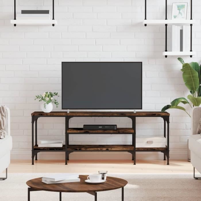 VidaXL TV Cabinet Smoked Oak 121x35x45 Cm Engineered Wood and Iron 831805
