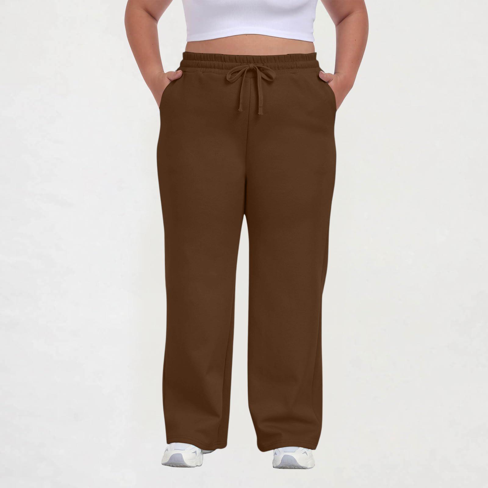 Women s Color Plus Size Casual Loose Straight Pocket Sweatpants L