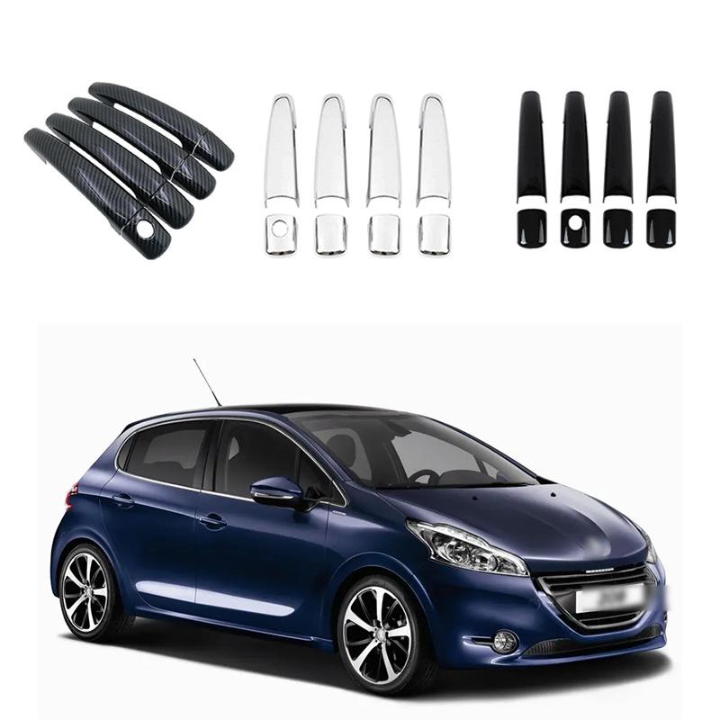 Carbon Fiber Chrome Door Handle Cover for Peugeot 208 (2012-2019)