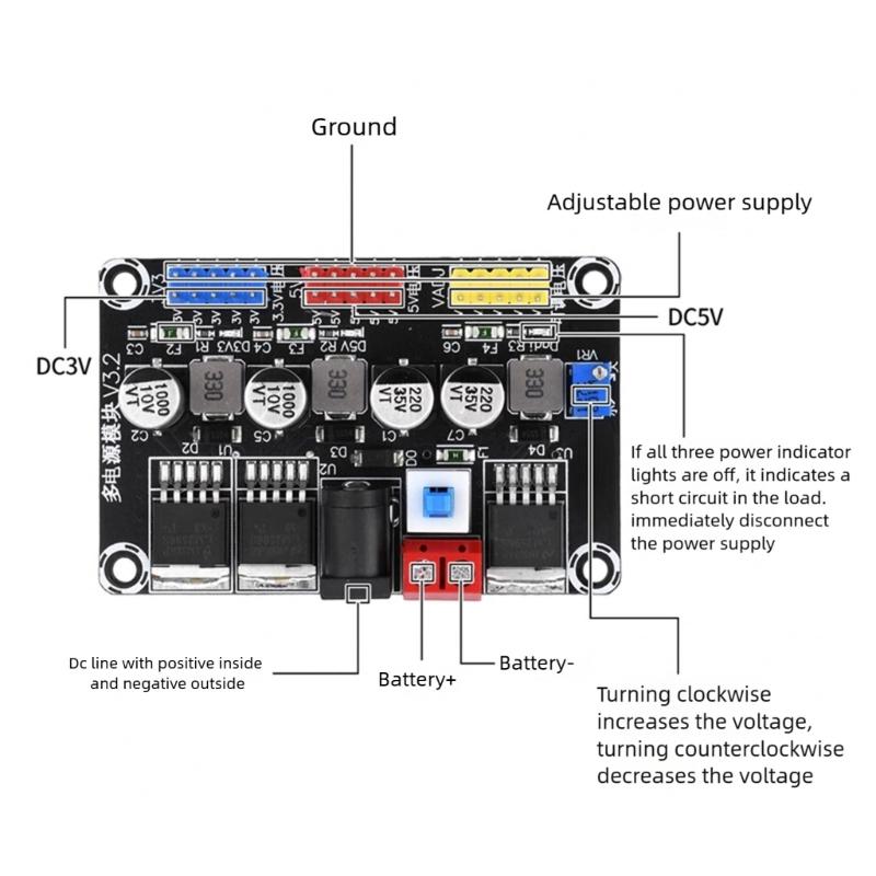 Adjustable Voltages Regulator Module 3.3V 5V DC7-25V Input With Overloads Protections For Robotics Lab Use
