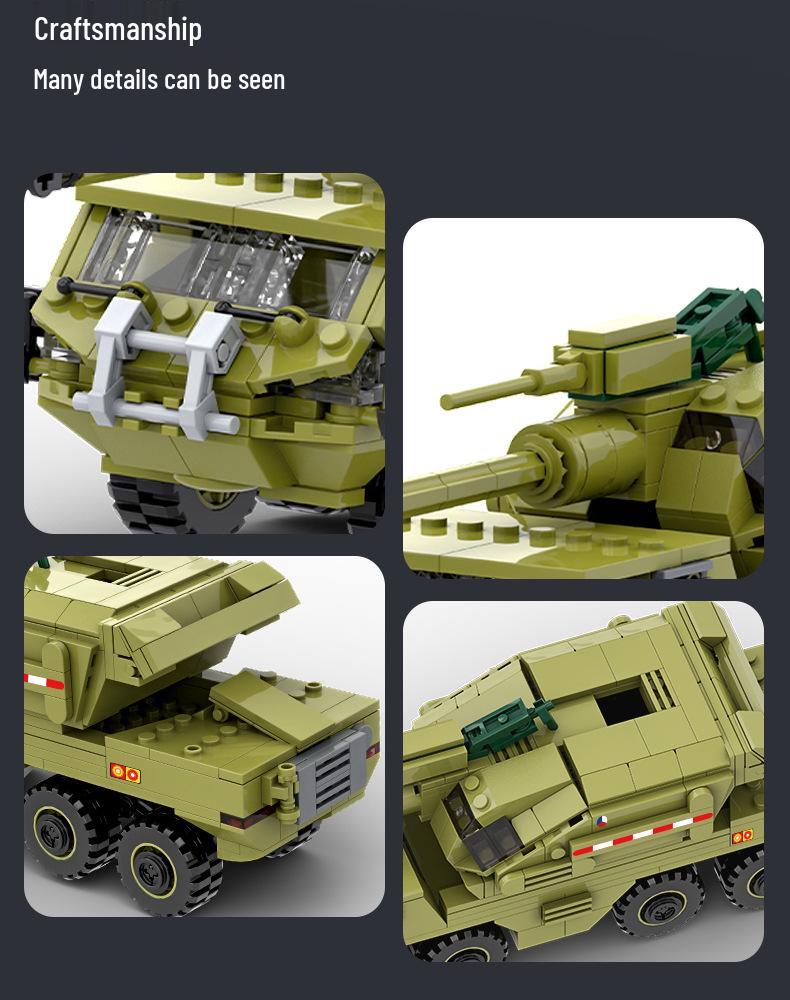Children's Military Tank & Rocket Building Blocks Kit - Interlocking Toy for Boys