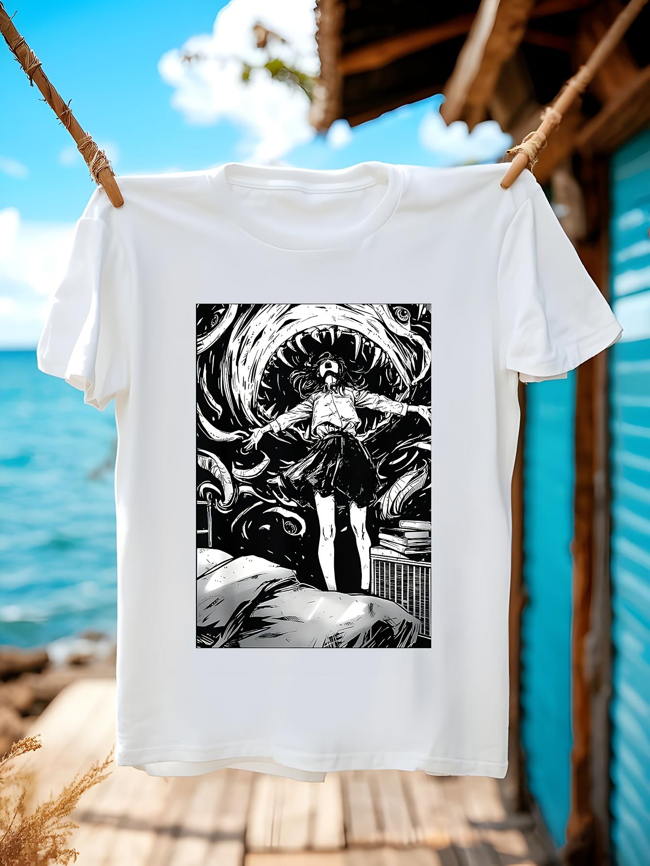 Black Anime Horror Manga Graphic Tshirt Graphic Tshirt - ... XXXXL