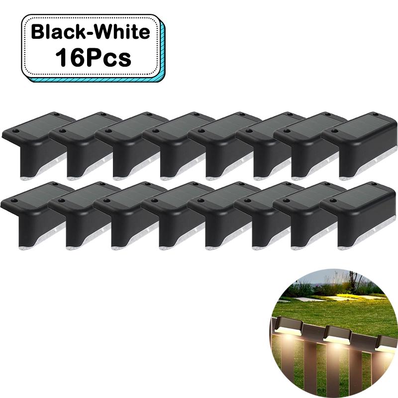 Lumières d'escalier solaires d'extérieur LED blanc chaud étanches éclairage de chemin d'escalier pour jardin patio clôture balcon décoration énergie solaire