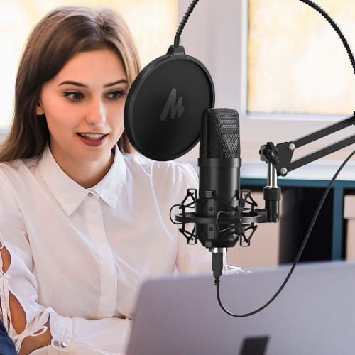 [2024] MAONO Pop Guard, Double-Layered, Noise-Blocking Pop Filter for Tabletop Microphones, Ideal for Recording Audio for Live Broadcasts, YouTube, Ga