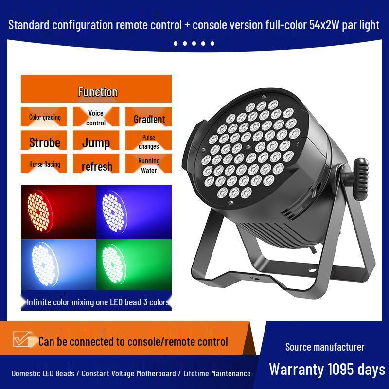 54-Piece 3W Full Color LED Stage Lights for Weddings and Events