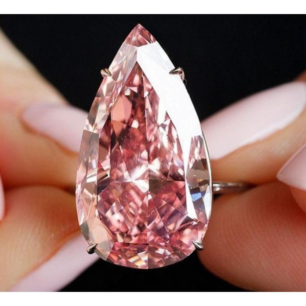 

Pink Topaz Pear Shaped Crystal Ring for Women Bold European Style Hand Accessories no. 6 розовый