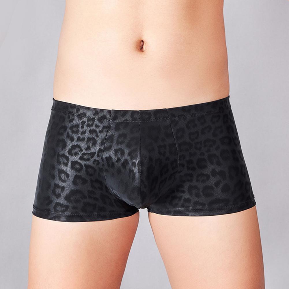 Pánské spodní prádlo z umělé kůže Středně rostoucí 3D konvexní hadí leopardí potisk ve tvaru U Strečové úzké šortky Kalhotky