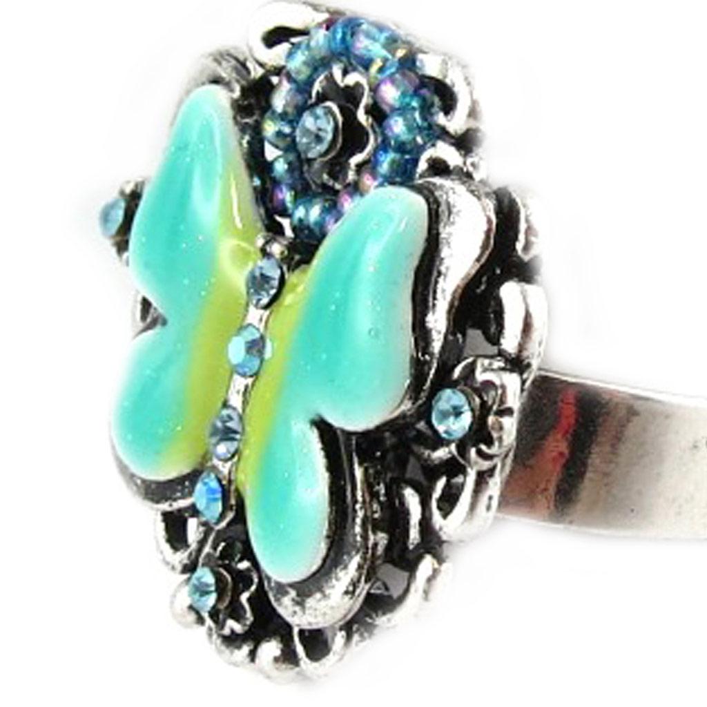 Les Trésors De Lily [G0164] - Bague Créateur 'Bouquet Fleury' turquoise