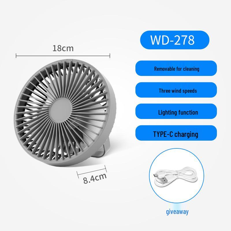 2026 Portable Rechargeable Handheld Fan with Night Light for Dorms and Offices USB