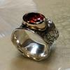 Vintage Ethnic Style Red Crystal Rings for Women Antique CopperColor Twig Texture Creative Party Jewelry Accessories